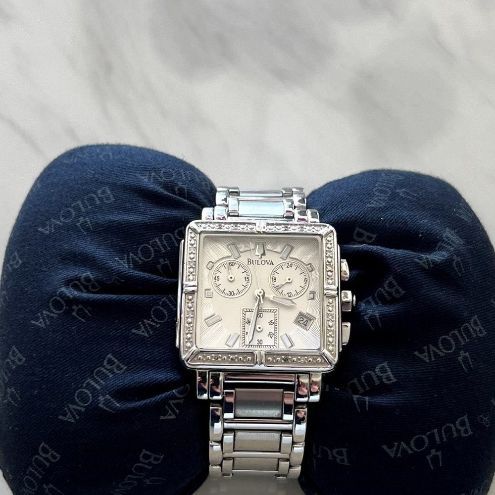 Bulova Watch with Square White Dial